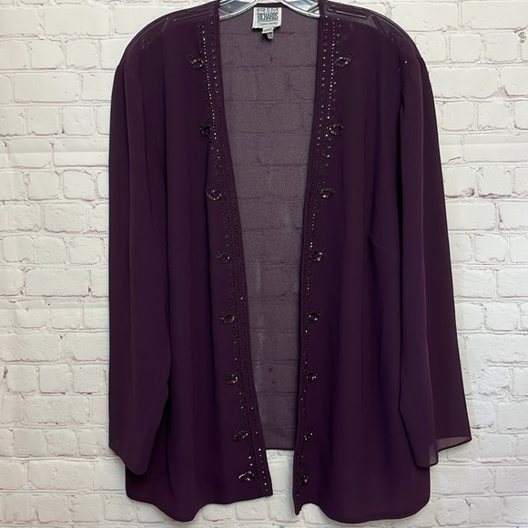 R&M Richards Beaded Slip Chiffon Jacket Dress - Picture 12 of 15